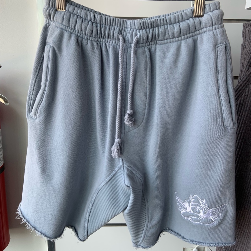 Boys Lie Light Blue Athletic Shorts with Angel Logo